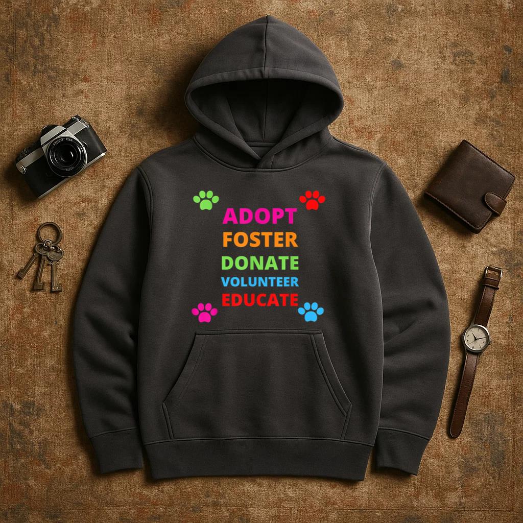 Adopt Foster Donate Volunteer Educate Dog Hoodie
