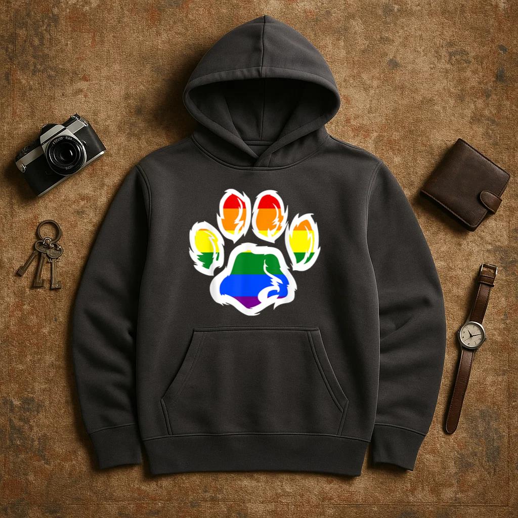 Ally Furry Pride Rainbow Dog Paw Hoodie