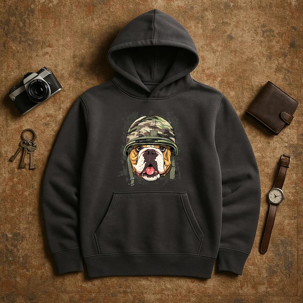 American Bulldog Soldier Veteran Dog Hoodie