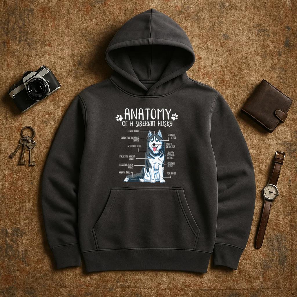 Anatomy Siberian Husky Dog Hoodie