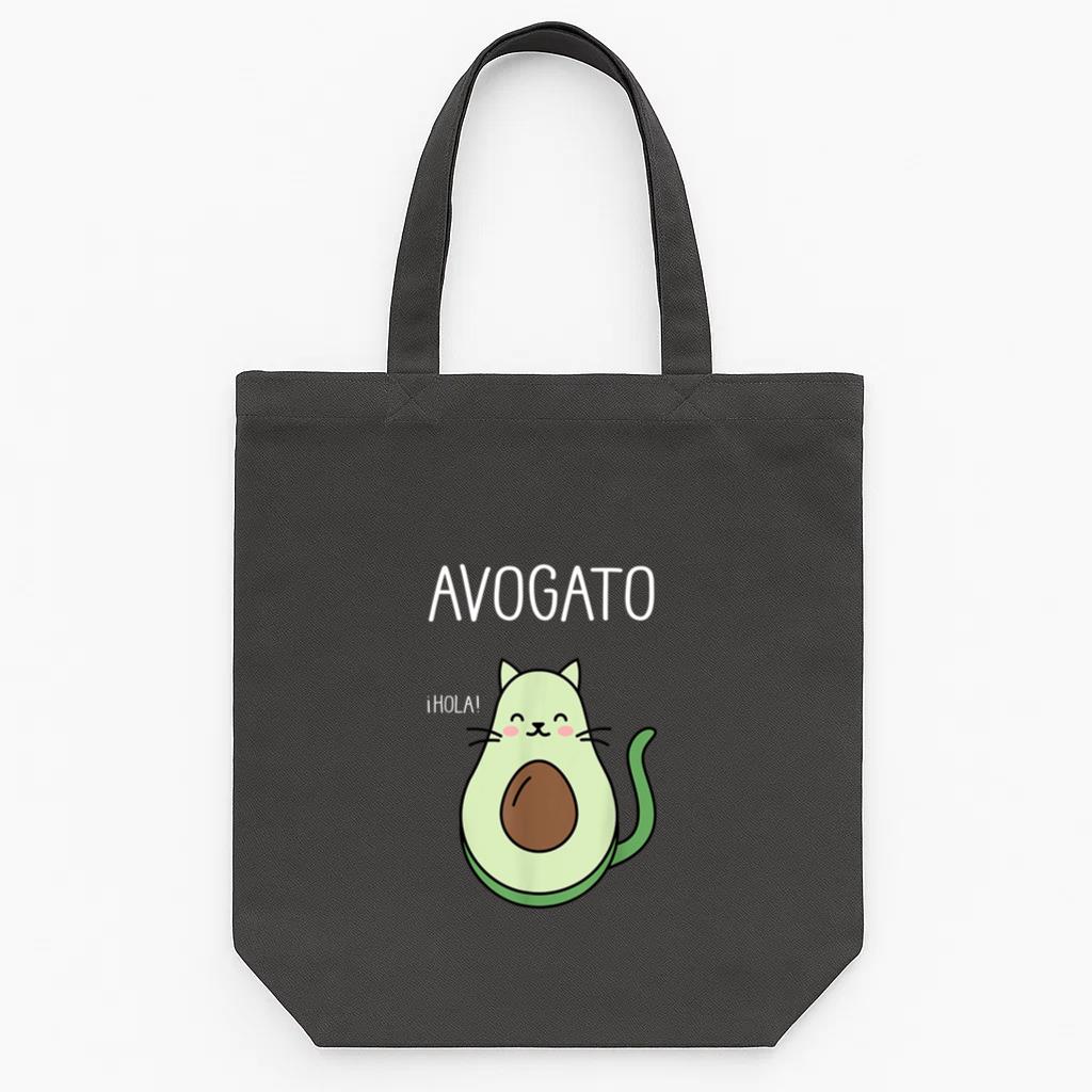 Avogato Funny Hola Retro Cat Avocado Tote Canvas Bag