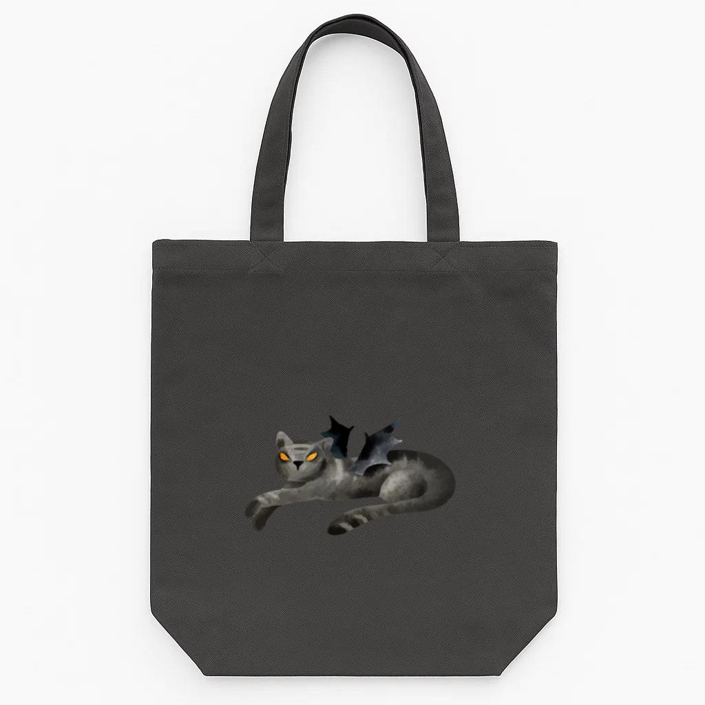 Black Cat Watercolor Tote Canvas Bag