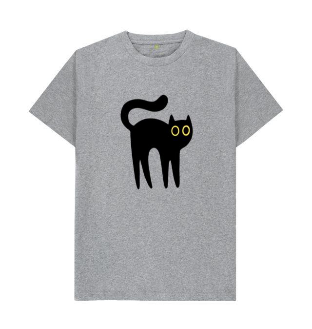 Black Cat With Yellow Eyes Standing T-Shirt