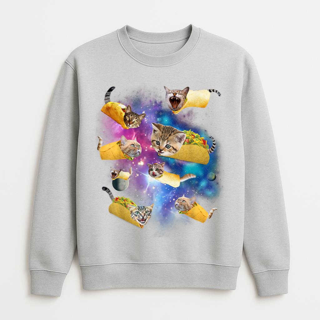Burrito And Taco Cat In Space Sweatshirt