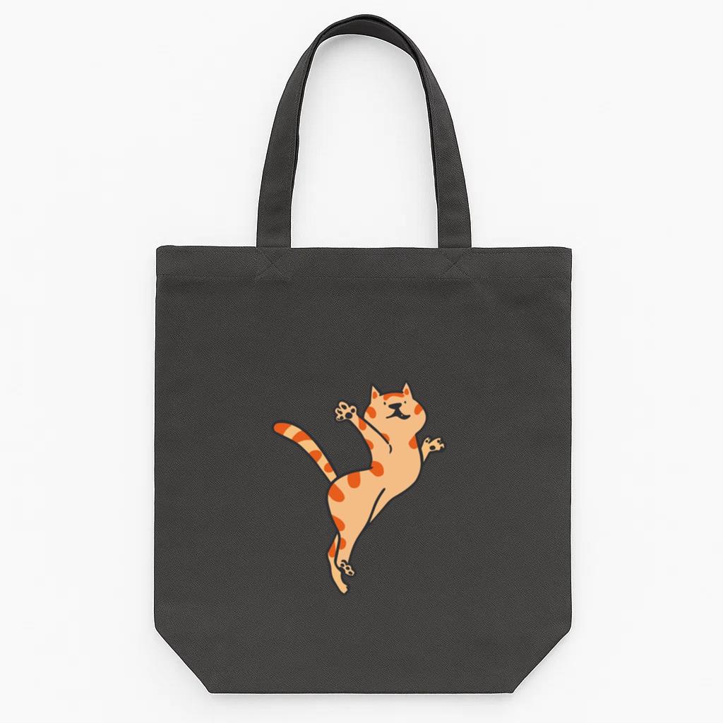 Cartoon Cat Jumping Tote Canvas Bag