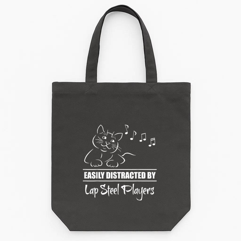 Cat Easily Distracted By Lap Steel Guitar Players Tote Canvas Bag