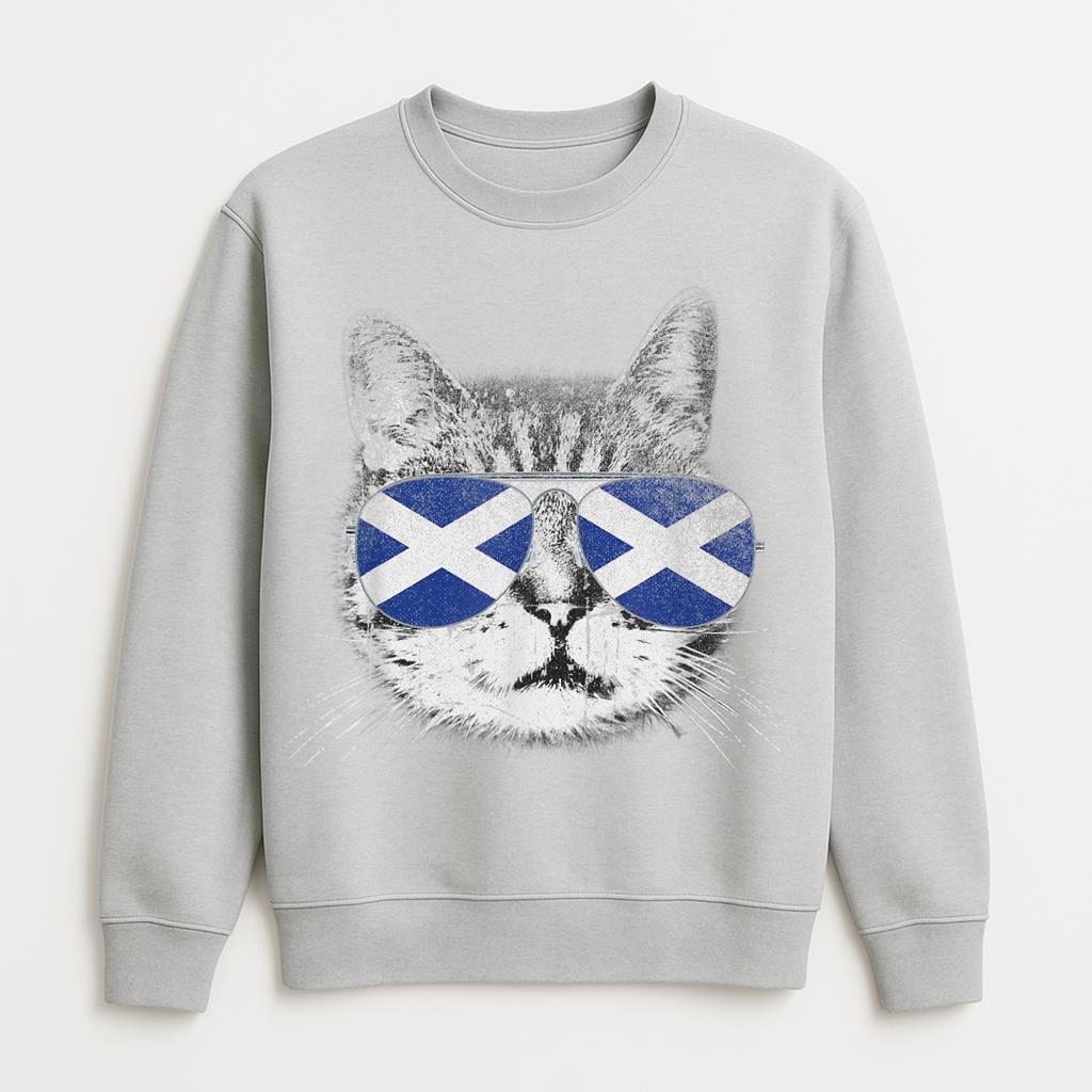 Cat Scottish Scotland Flag Country Retro Sweatshirt