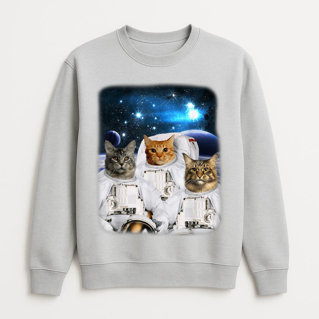 Catronauts Space Cat Astronaut Cat Head In Galaxy Sweatshirt