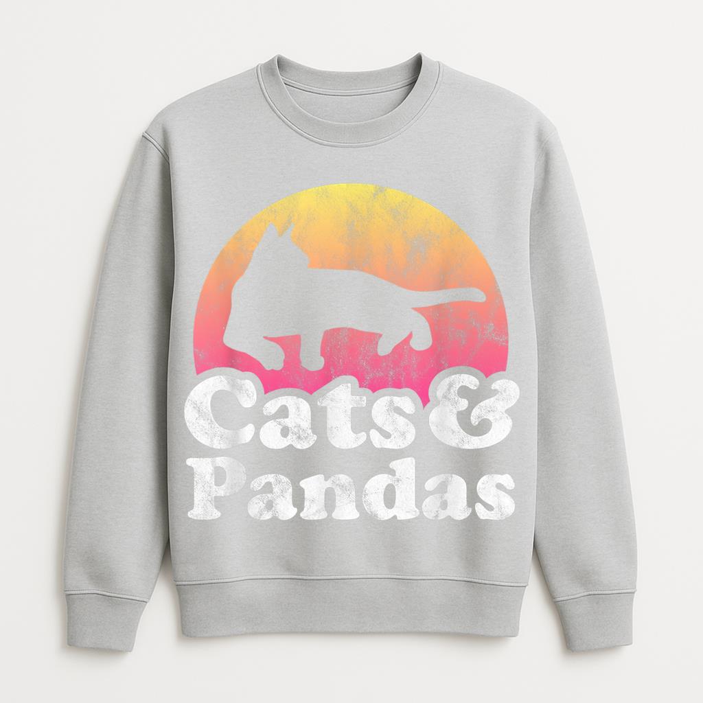 Cats And Pandas Retro Vintage Sweatshirt