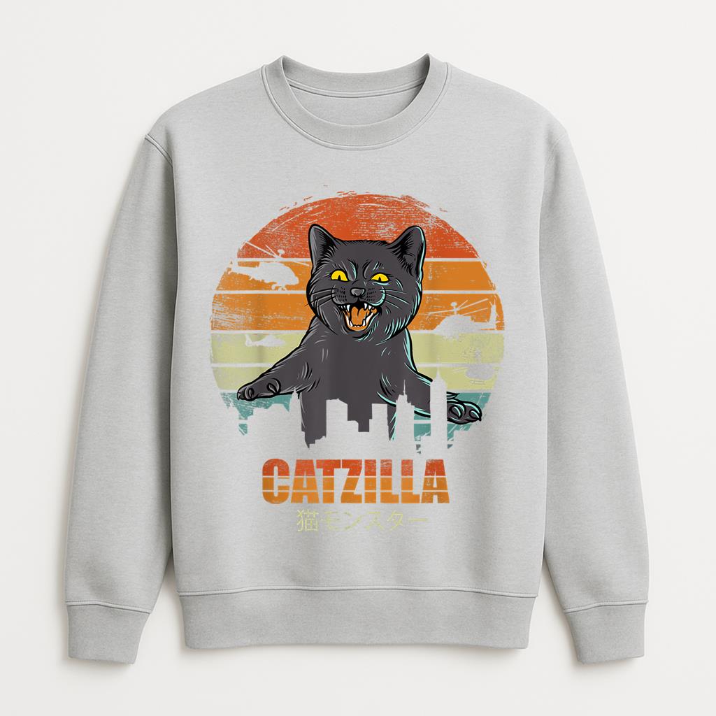 Catzilla Funny Cat Retro Sweatshirt