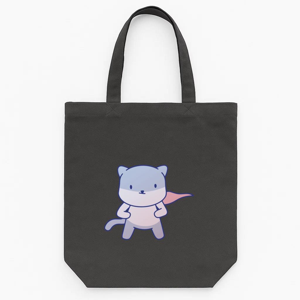 Cute Superhero Cat Character Tote Canvas Bag