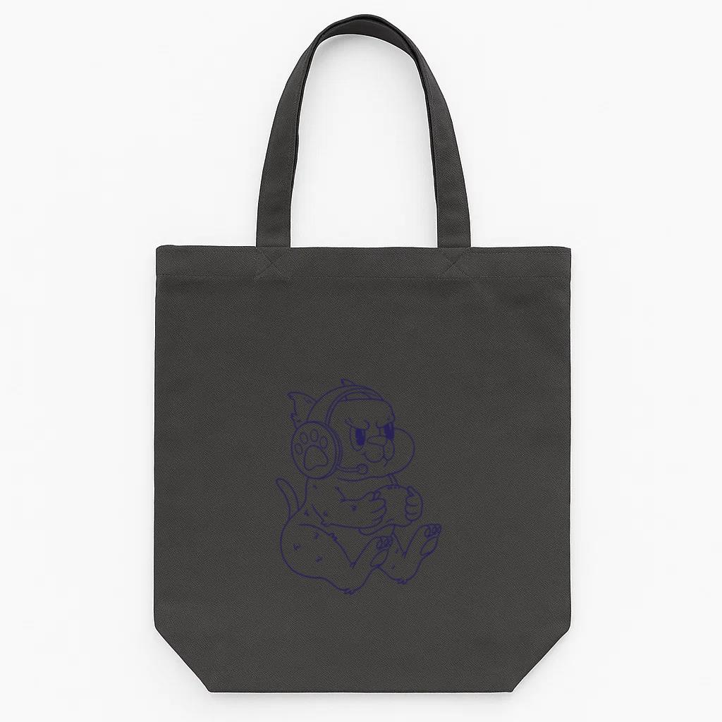 Drawing Of A Cat Wearing Headphones Tote Canvas Bag