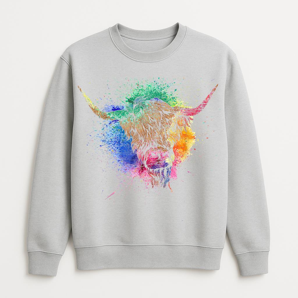 Farmer Scottish Cattle Colorful Sweatshirt