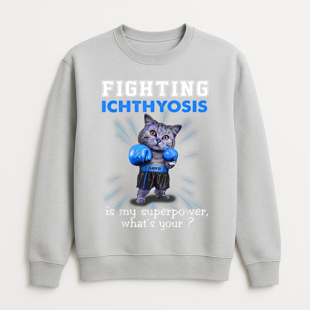 Fighting Cat Ichthyosis Awareness Sweatshirt