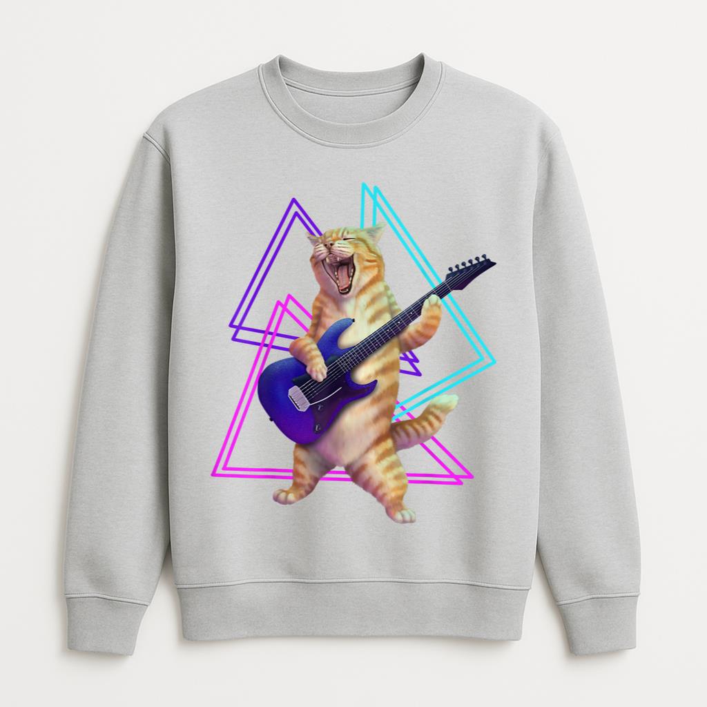 Guitar Cat Rock On An Electric Guitar Sweatshirt