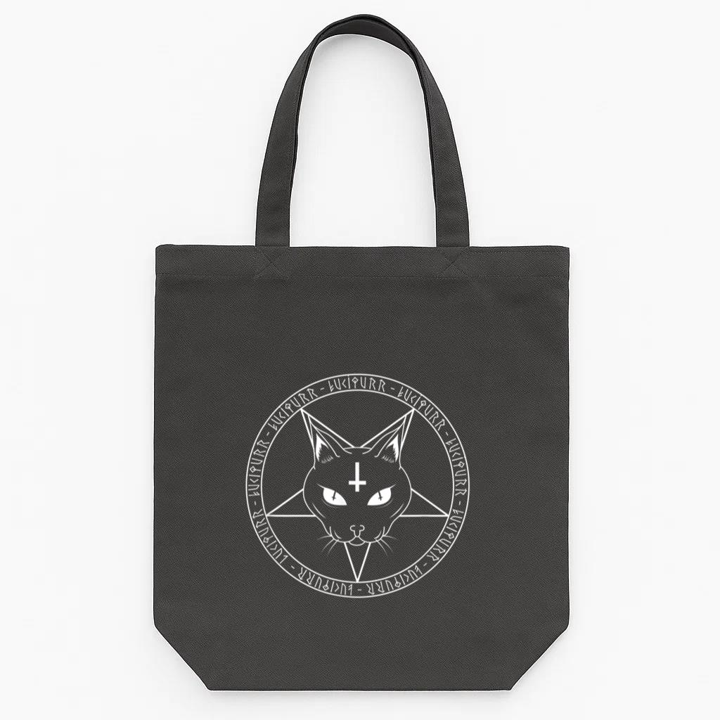 Hail Lucipurr Goth Witches Grunge Cat Tote Canvas Bag