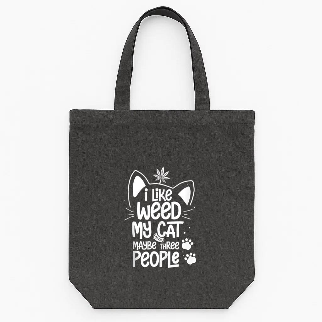 I Like Weed Cat May Be 3 People Tote Canvas Bag