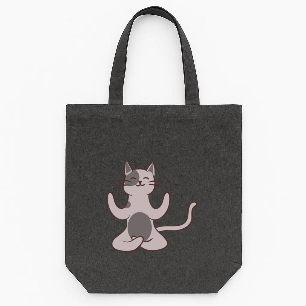 Om Yoga Cat Pose Character Tote Canvas Bag