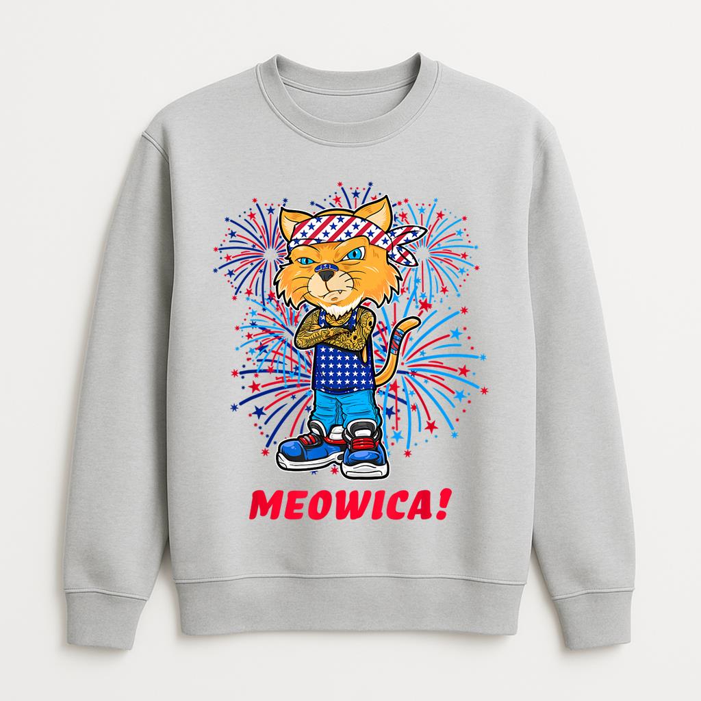 Orange Tabby Gangsta Cat Tattoos Sweatshirt
