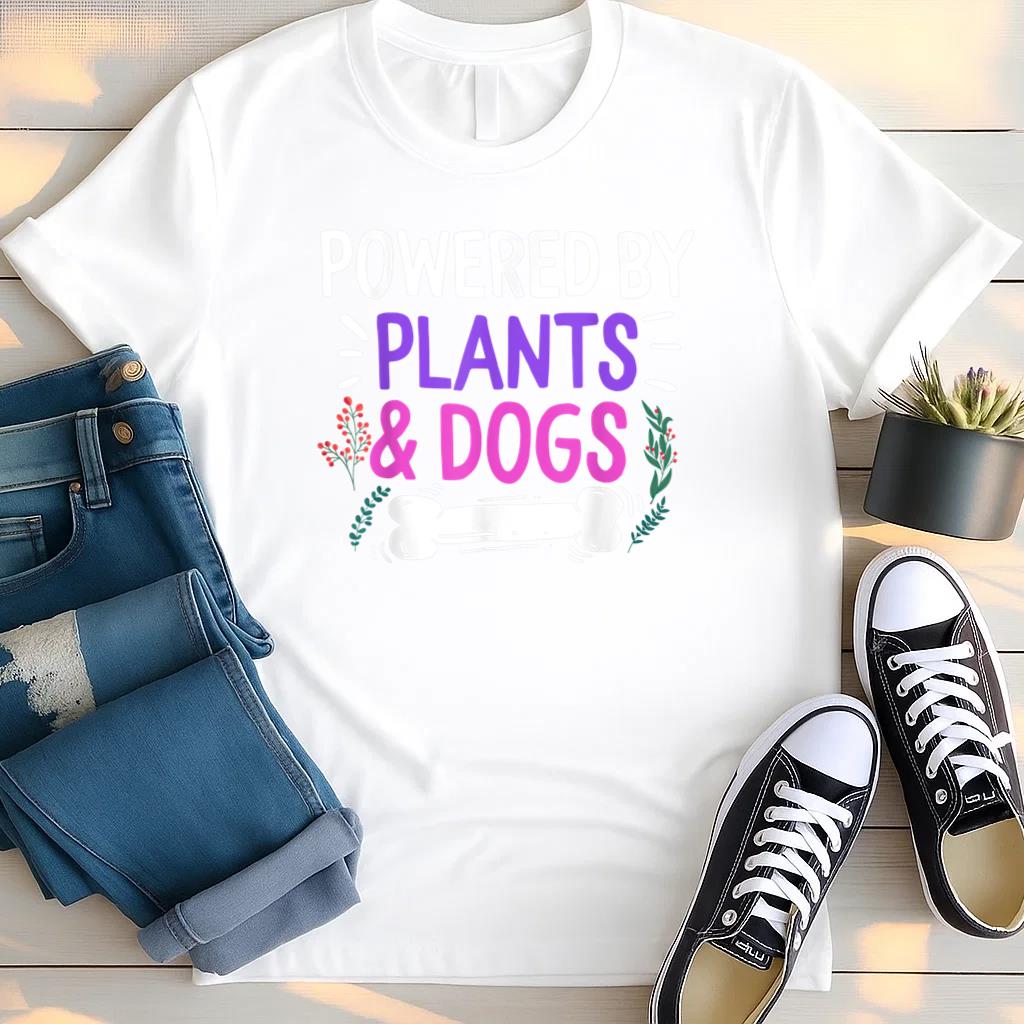 Powered By Dogs And Plants Vegetarian T Shirt