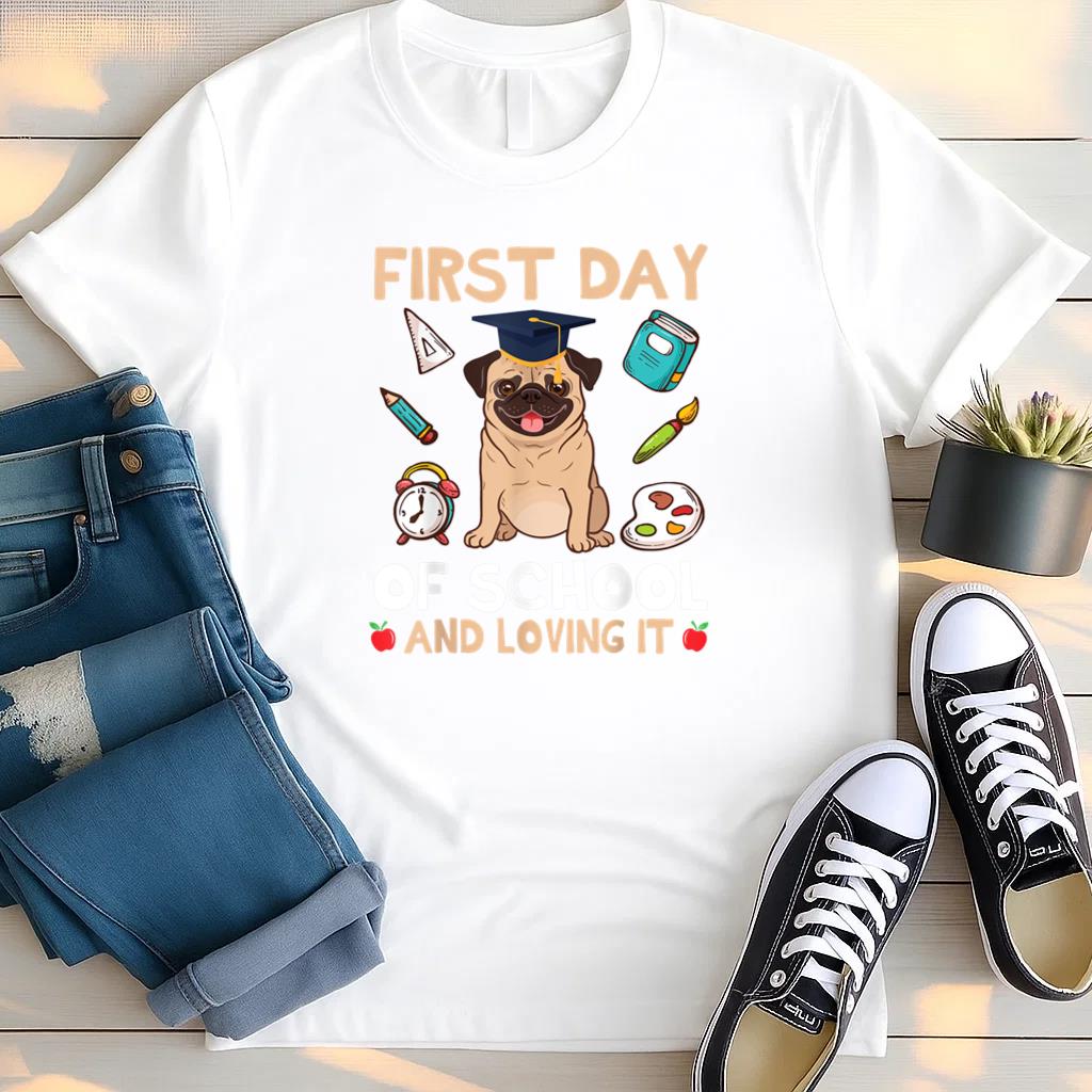 Pug Dog Student First Day Of School T Shirt