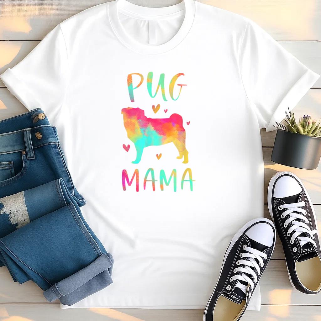 Pug Mama Colorful Dog T Shirt
