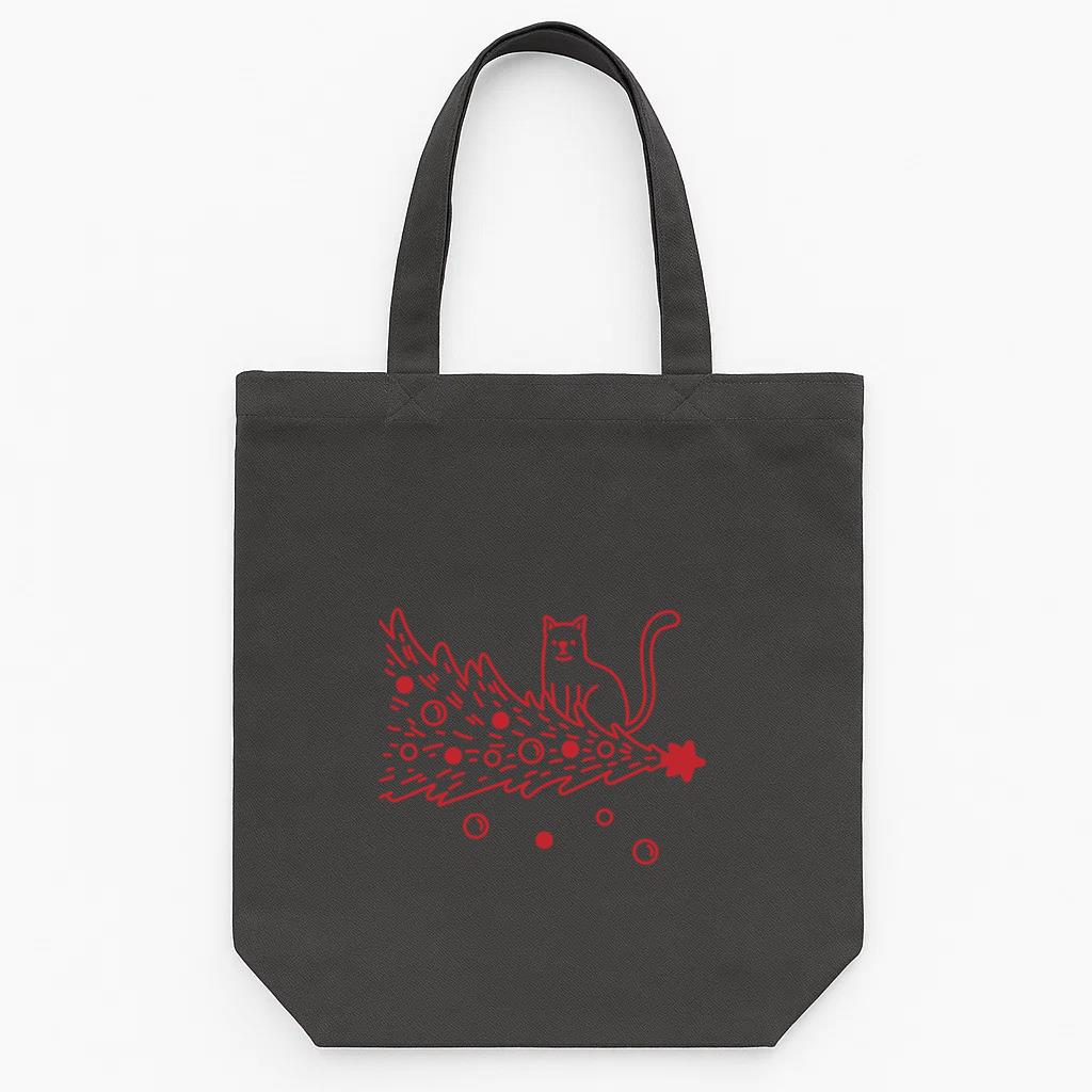 Red Cat Sitting On A Tree Branch Design Tote Canvas Bag