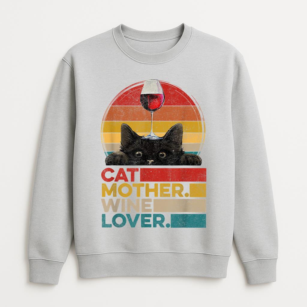 Retro Vintage Cat Mother Wine Sweatshirt