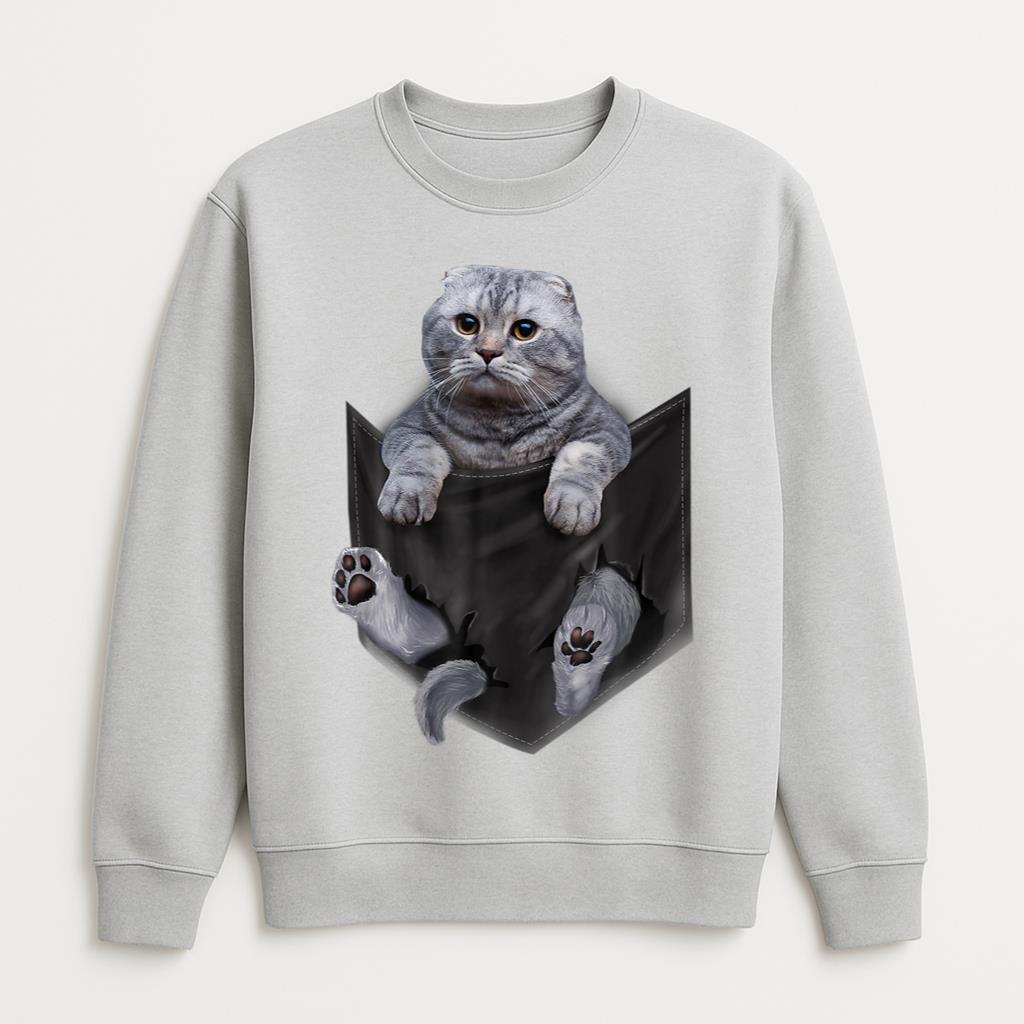 Scottish Fold Cat In Pocket Sweatshirt