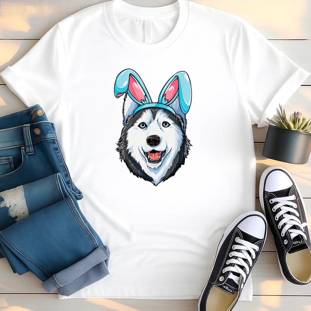 Siberian Husky Easter Bunny Boys Girls Kids Men Women Dog T Shirt