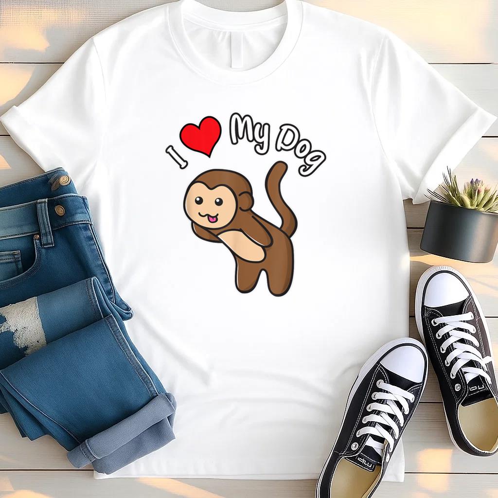 Slightly Wrong I Love My Dog Monkey T Shirt