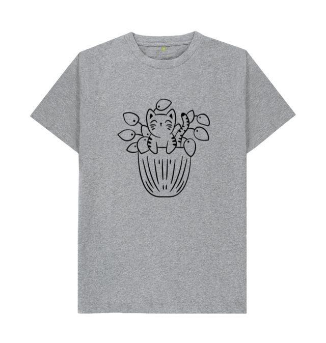 Smiling Cat In A Leafy Pot T-Shirt